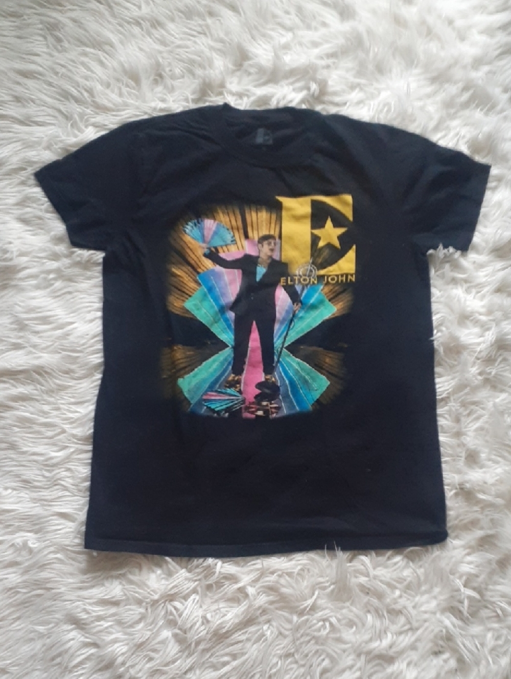 2019 Elton John Black Farewell Yellow Brick Road Concert Tee Women's Size Medium